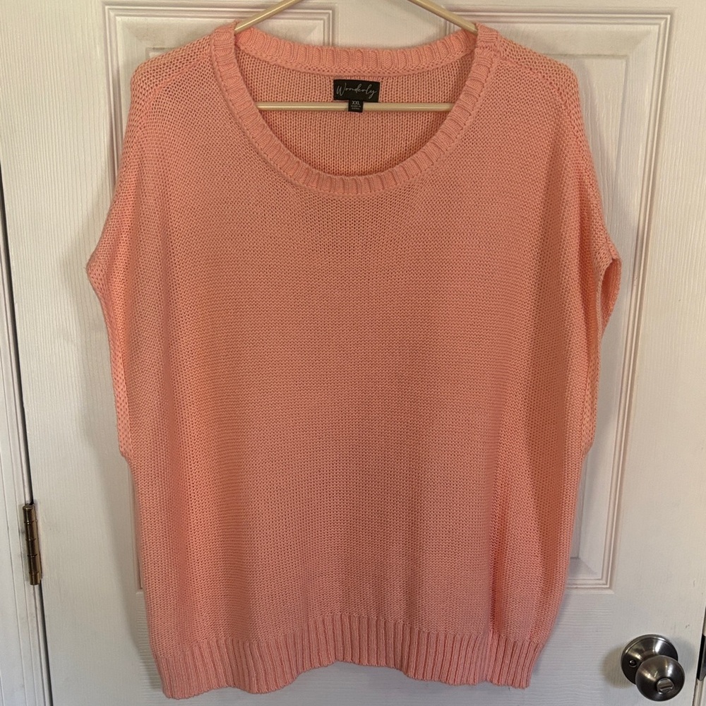 Wonderly Peach Coral Knit Crewneck Sweater